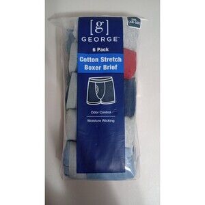 6-Pack GEORGE Men’s S Cotton Stretch Boxer Briefs Underwear 3XL